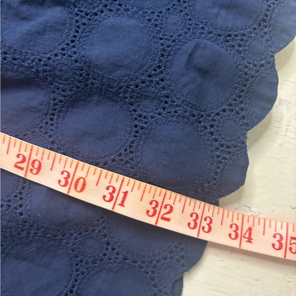 J Crew Navy Blue Eyelet Style V-Neck Dress Size 8 Long Sleeve Mini 100% Cotton - Picture 5 of 7
